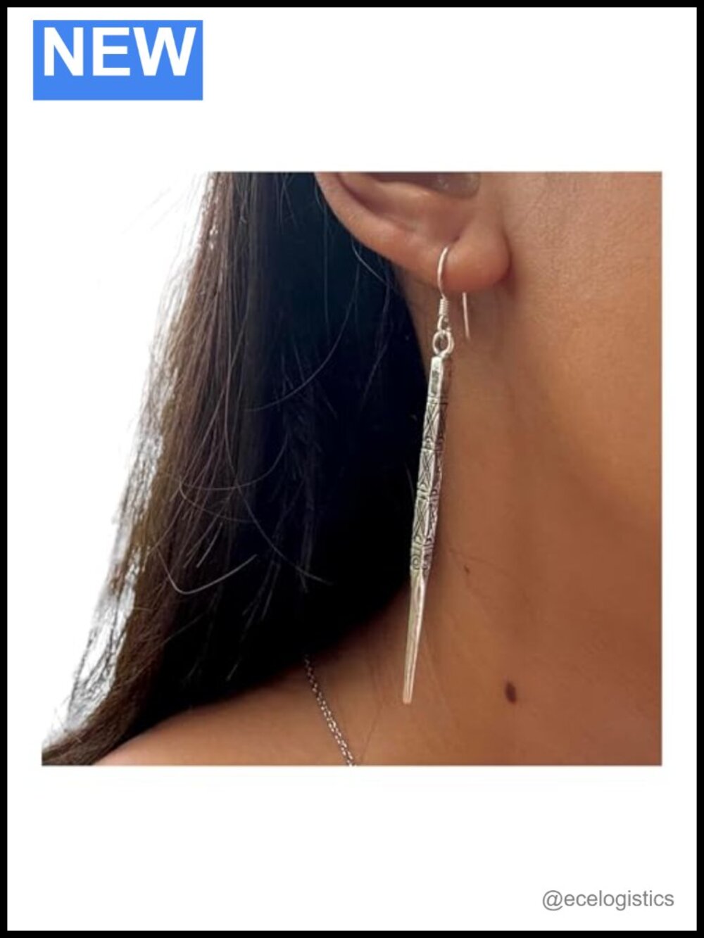 Sterling Silver Spike Dangle Earrings 2.5mm Thick 2.5" Long Handmade Gift
